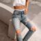 High-waisted jeans